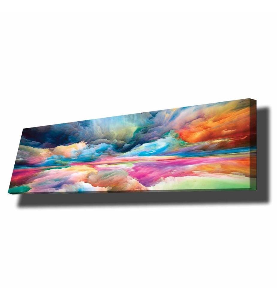 Peinture décorative sur toile, multicolore, toile, cadre en bois de pin