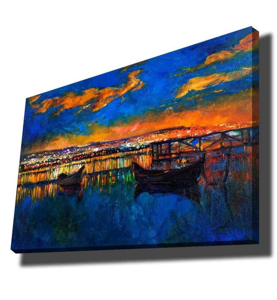 Peinture décorative sur toile, multicolore, toile, cadre en bois de pin