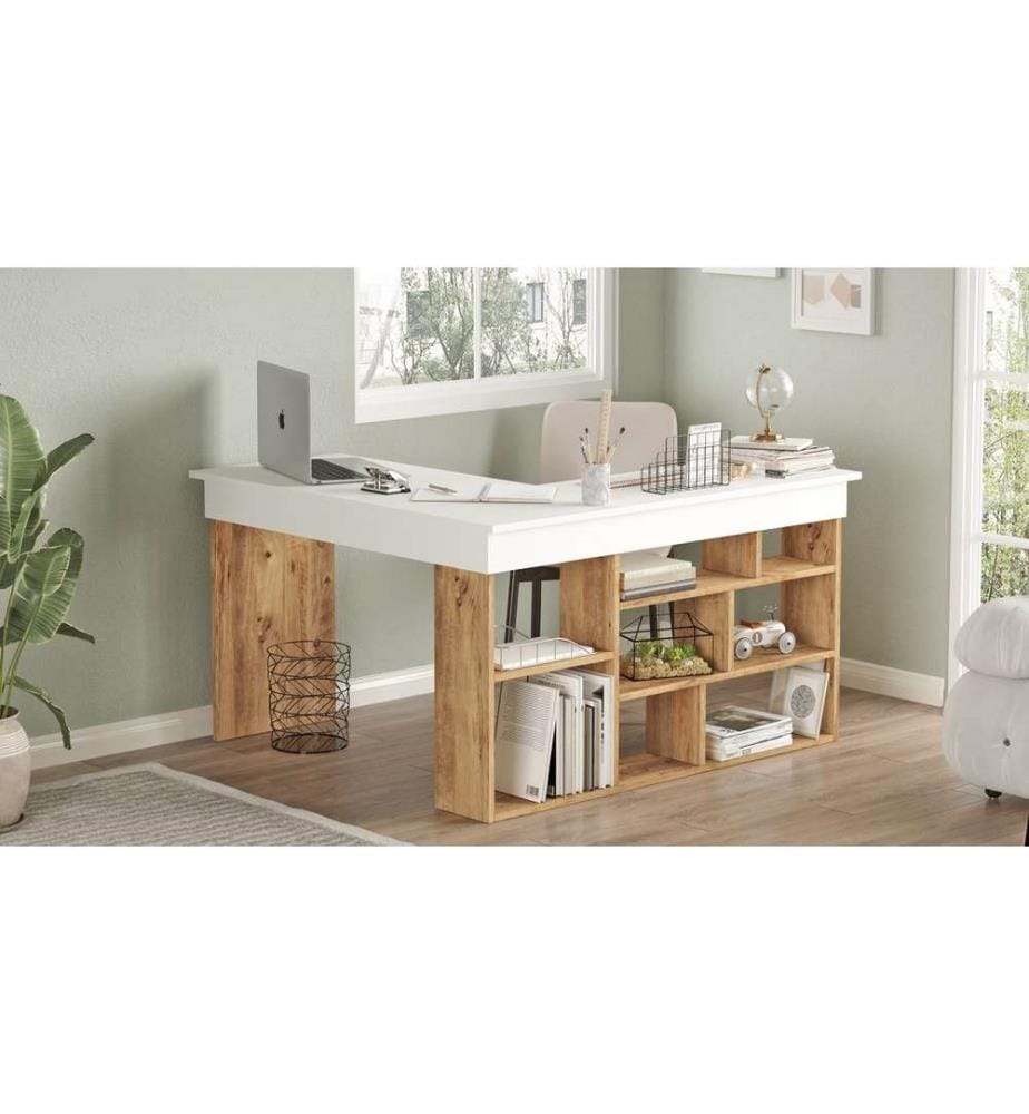 Arbeitstisch, Atlantic Pine White, Melaminbeschichtete Spanplatte