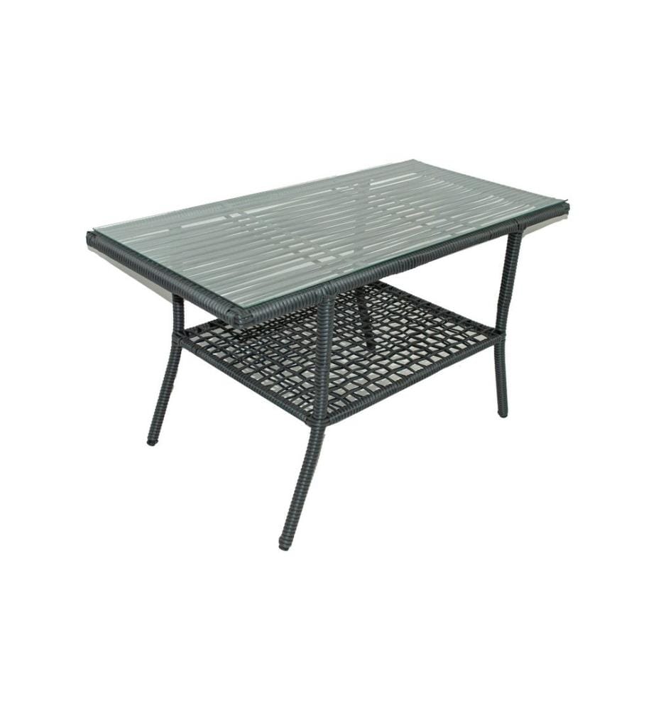 Garten-Lounge-Set, Grau, Gestell aus Aluminium, Tischplatte aus gehärtetem Glas