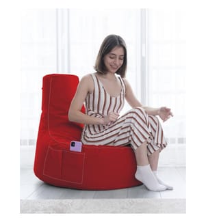 Garten-Sitzsack, rot, hochdichter, recycelter Styropor, Polyester-Gewebe