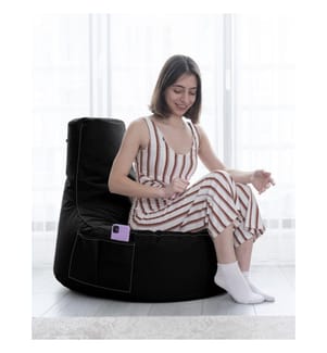 Garten-Sitzsack, schwarz, hochdichtes recyceltes Styropor, Polyester-Gewebe