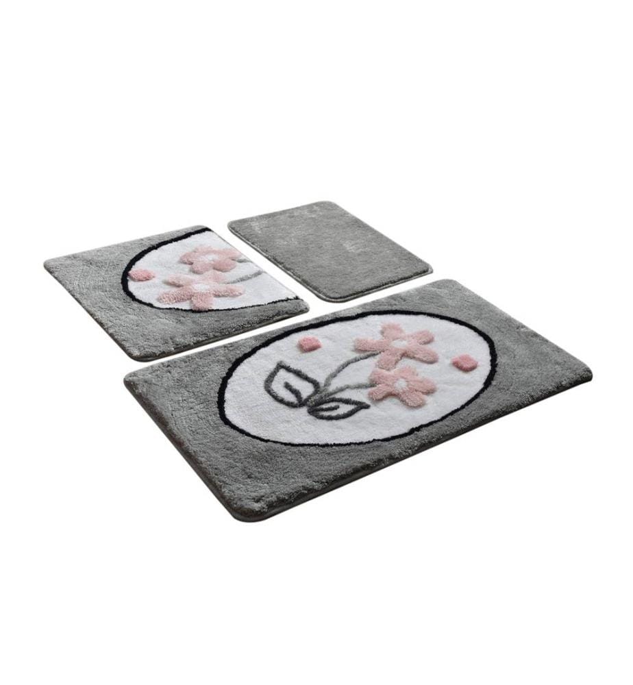 Acryl-Badematten-Set, 3-teilig, mehrfarbig, 100% Acryl