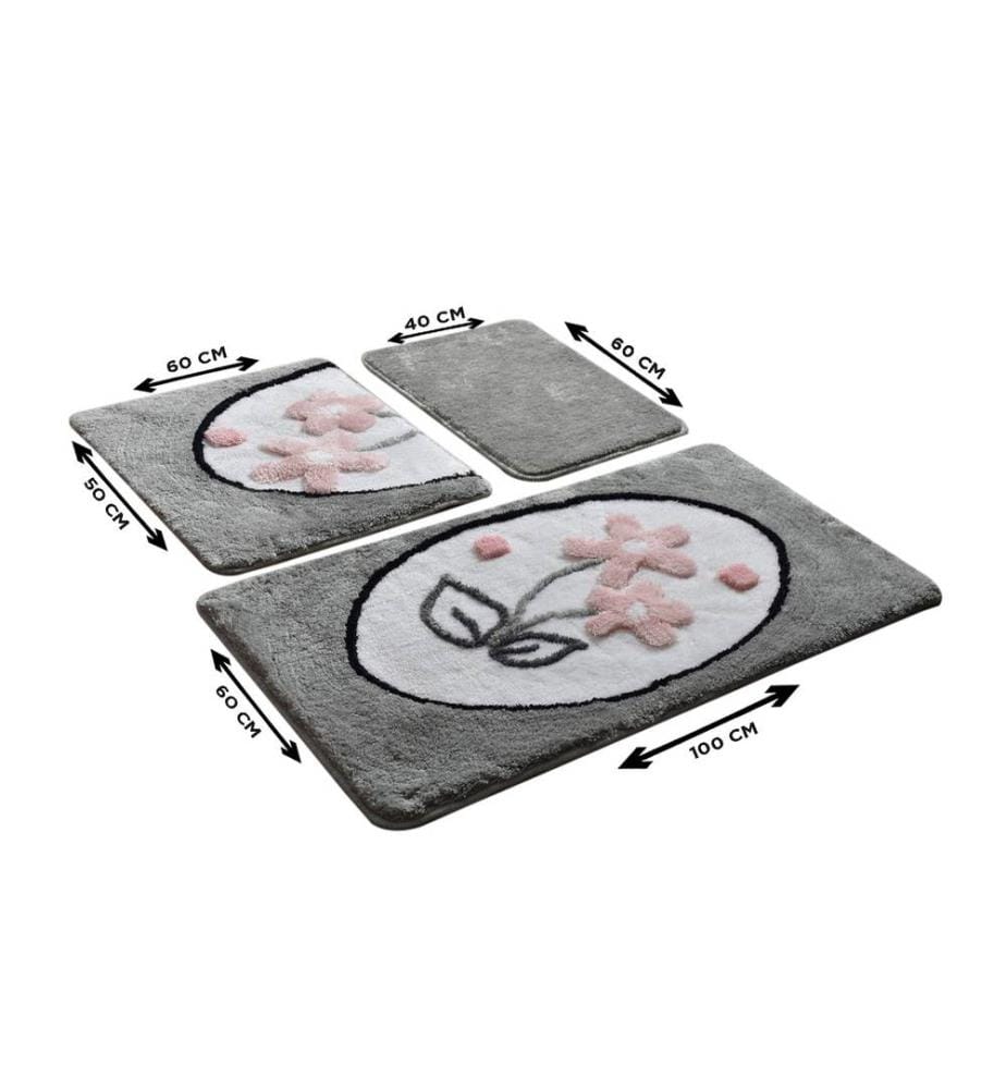 Acryl-Badematten-Set, 3-teilig, mehrfarbig, 100% Acryl