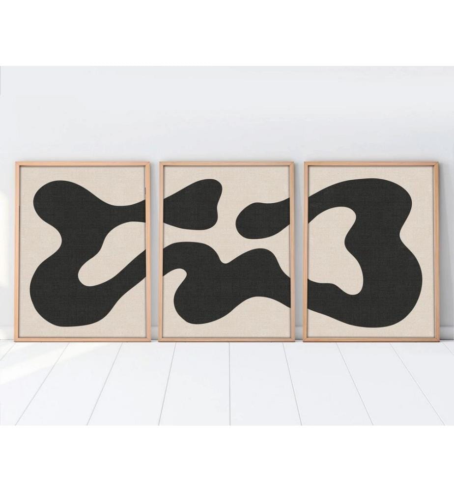 Decorative Framed MDF Painting, 3 Pieces, Multicolor, MDF Painting, Solid Wood Frame