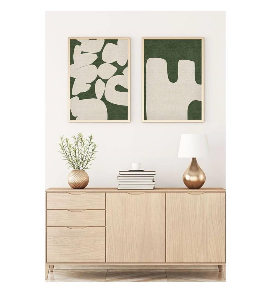 Decorative Framed MDF Painting, 2 Pieces, Multicolor, MDF Painting, Solid Wood Frame