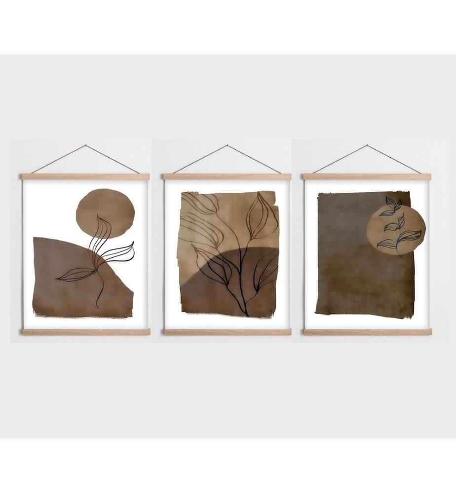Decorative Framed Painting, 3 Pieces, Multicolor, 50% Polyester - 50% Cotton, Wooden Frame