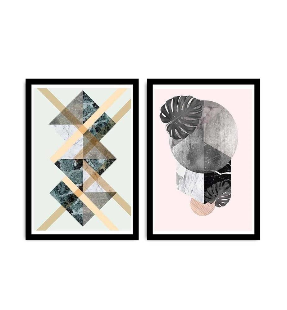 Decorative Framed MDF Painting, 2 Pieces, Multicolor, MDF Painting, PVC Frame