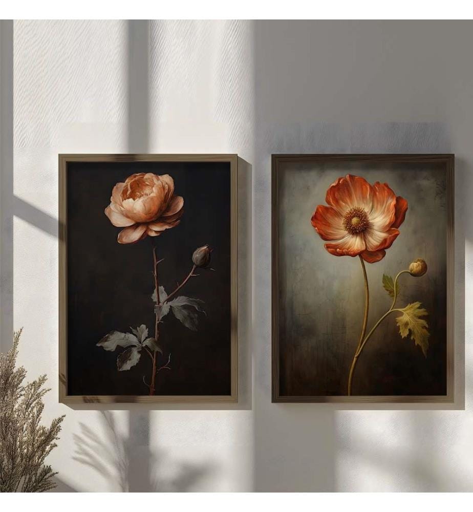 Decorative Framed MDF Painting, 2 Pieces, Multicolor, 100% MDF, Spruce Wood Frame