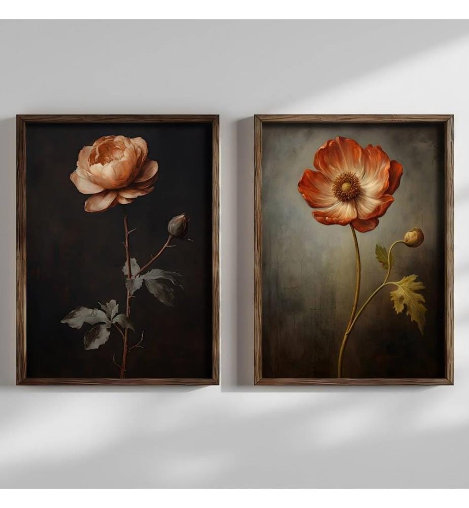 Decorative Framed MDF Painting, 2 Pieces, Multicolor, 100% MDF, Spruce Wood Frame