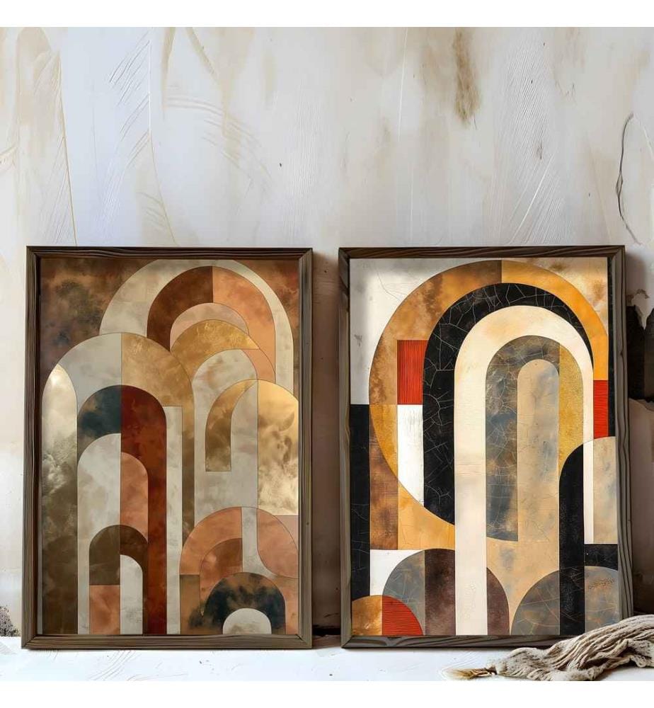 Decorative Framed MDF Painting, 2 Pieces, Multicolor, 100% MDF, Spruce Wood Frame