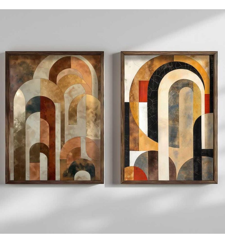 Decorative Framed MDF Painting, 2 Pieces, Multicolor, 100% MDF, Spruce Wood Frame