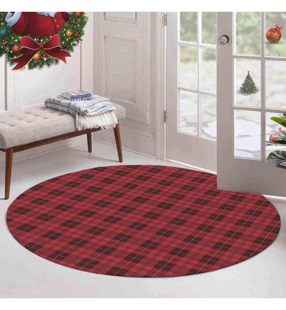Rug, 180 cm, , Red Black, 70% Cotton - 30% Polyester, 1450 gr-m²