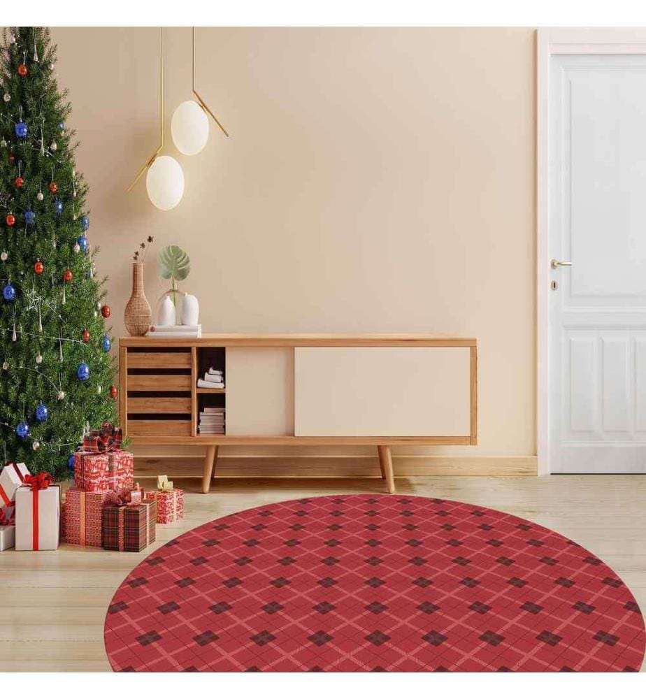 Tappeto, 130 cm, , Rosso Nero, 70% Cotone - 30% Poliestere, 1450 gr-m²,