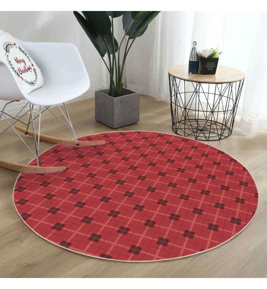 Tappeto, 130 cm, , Rosso Nero, 70% Cotone - 30% Poliestere, 1450 gr-m²,