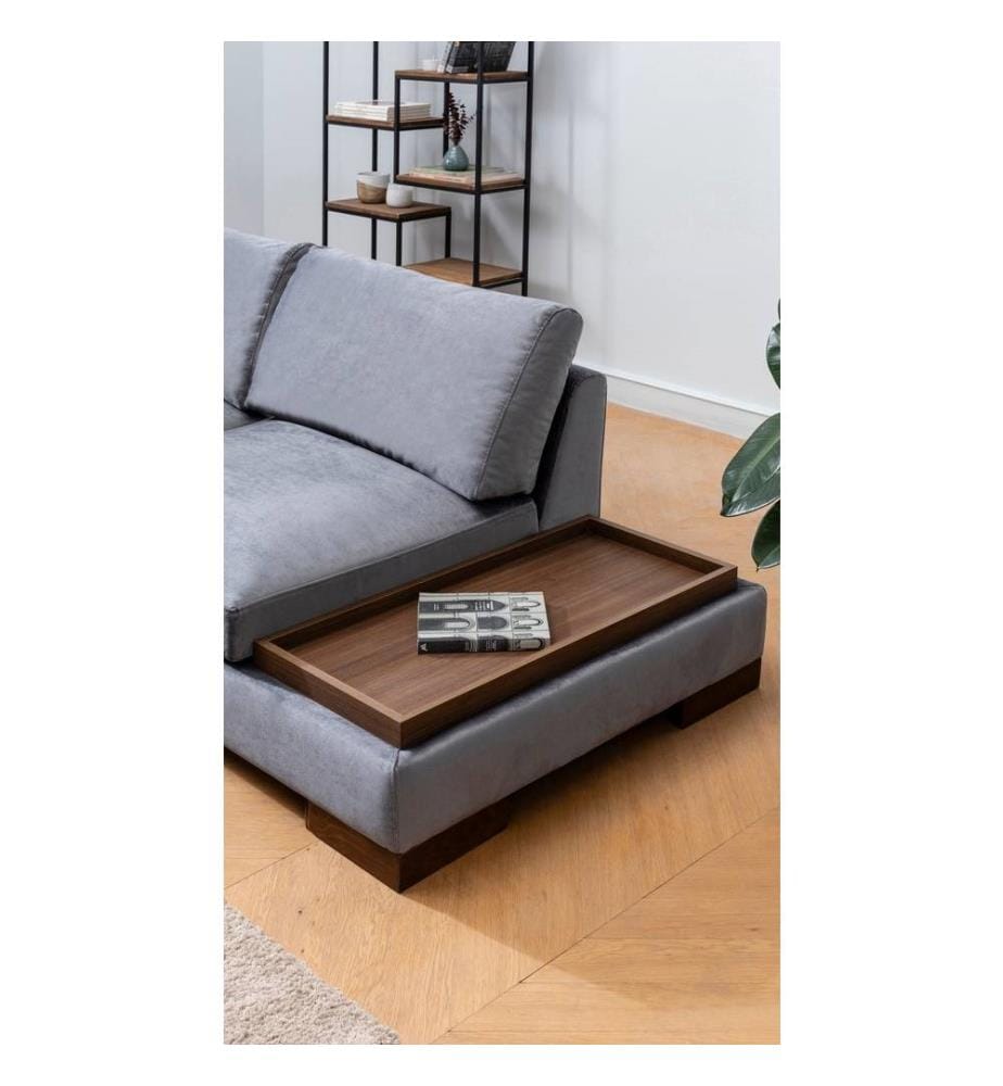 Canapé d'angle, gris foncé, cadre en hêtre - aggloméré, tissu polyester
