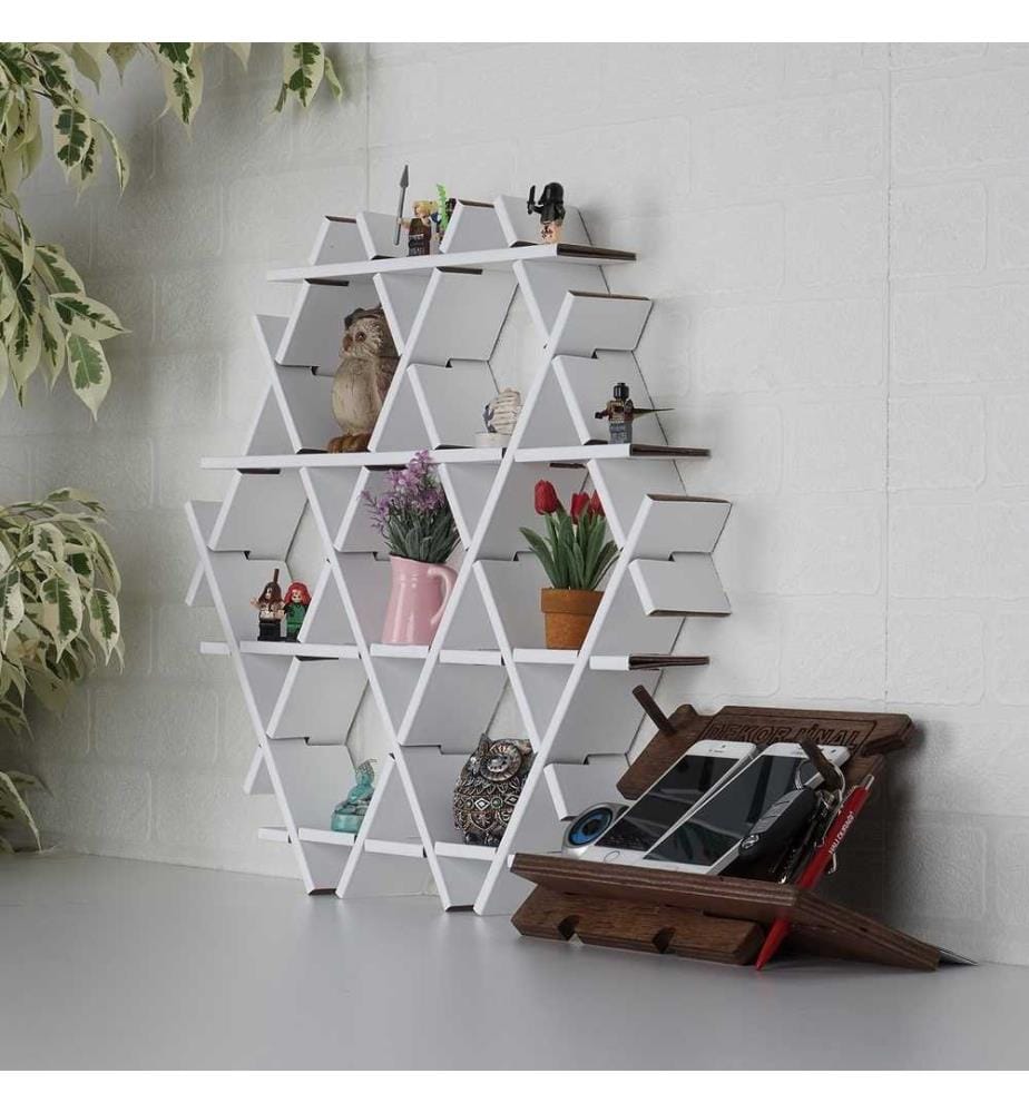 Etagère en carton, blanc, carton ondulé