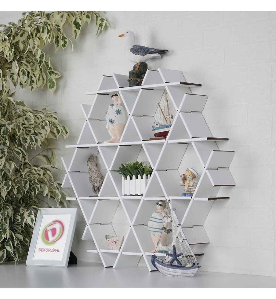 Etagère en carton, blanc, carton ondulé