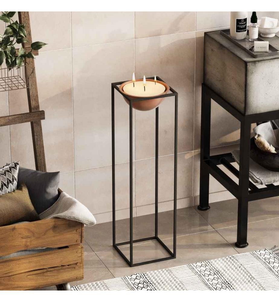 Pot décoratif, noir, cuivre, 100% métal