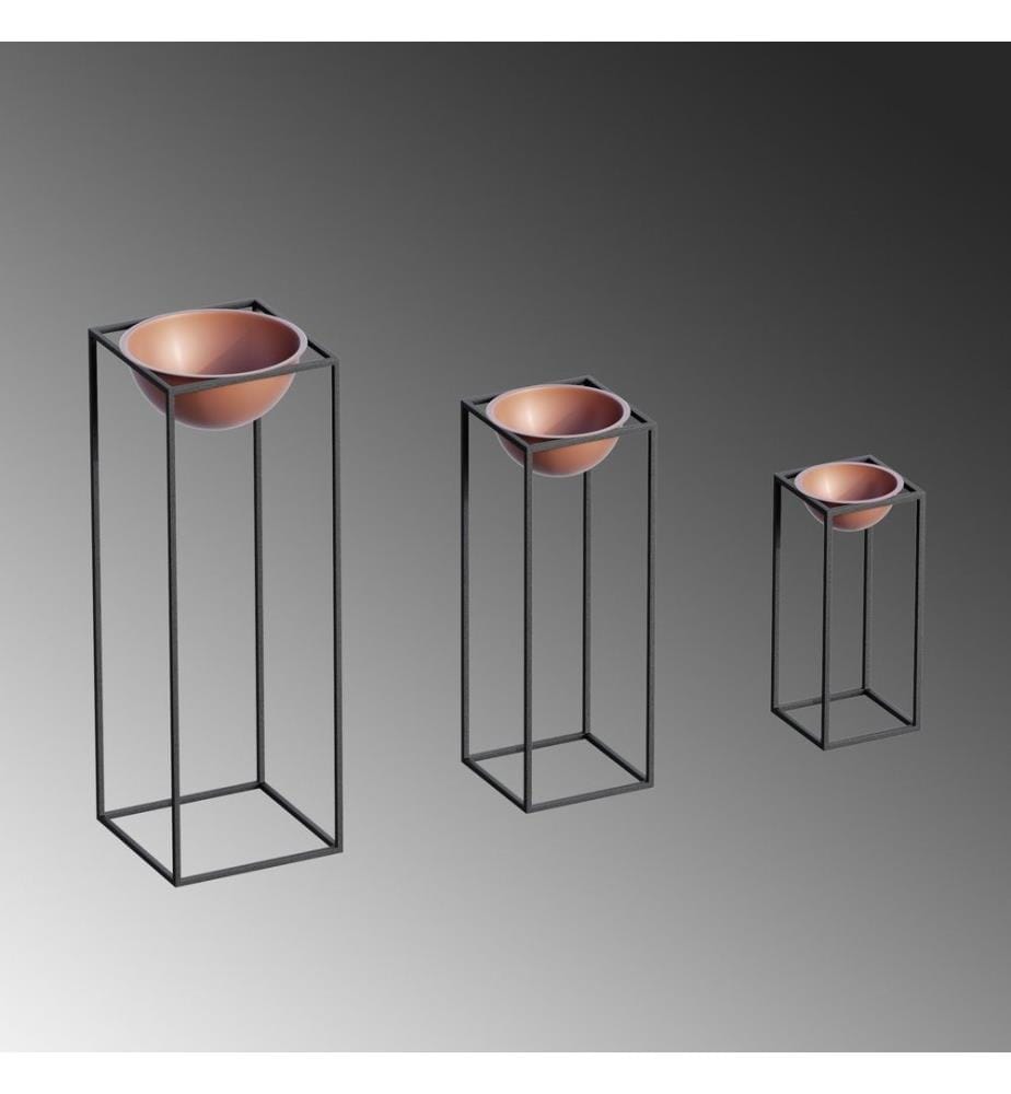 Pot décoratif, noir, cuivre, 100% métal