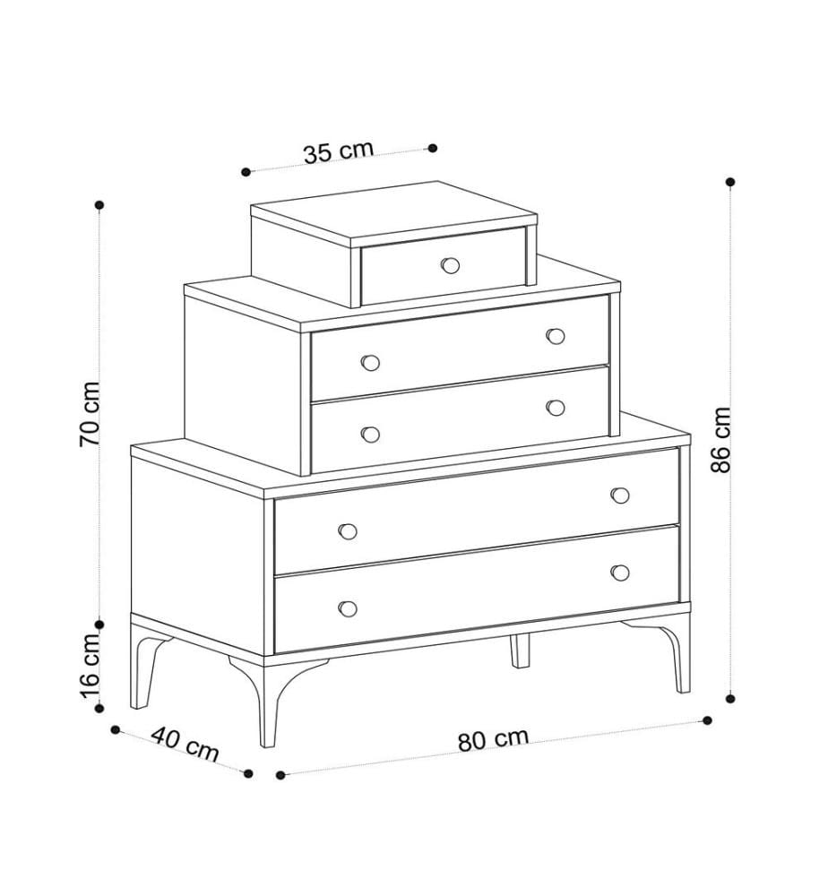 Commode, chêne, panneau de particules mélaminé