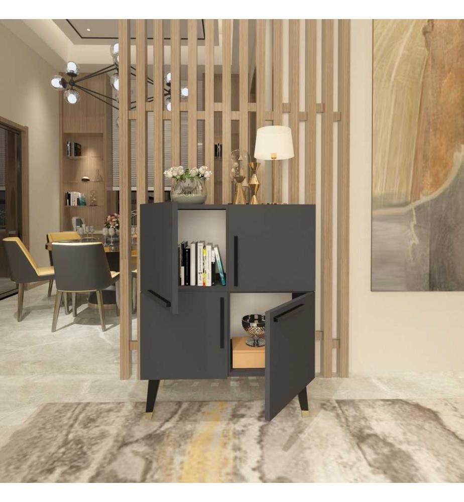 Console, Anthracite, Panneau de particules mélaminé