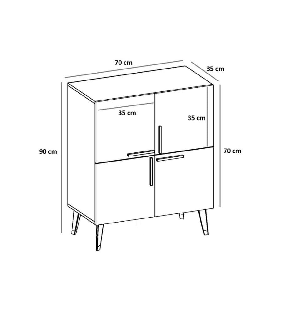 Console, noyer, panneau de particules mélaminé