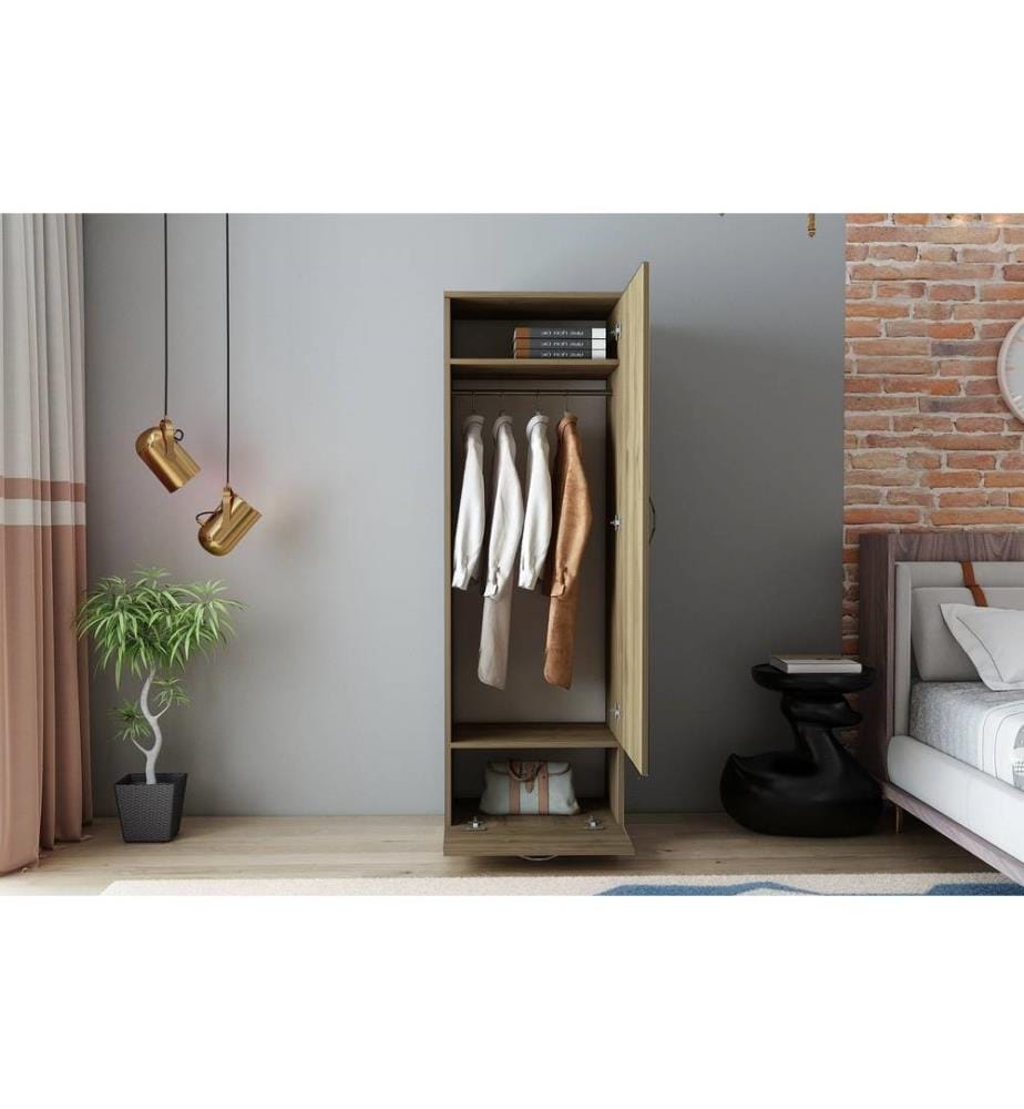 Kleiderschrank, Nussbaum, Melaminbeschichtete Spanplatte