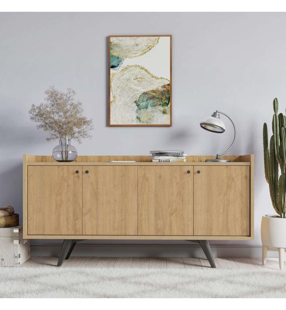 Console, chêne, panneau de particules mélaminé