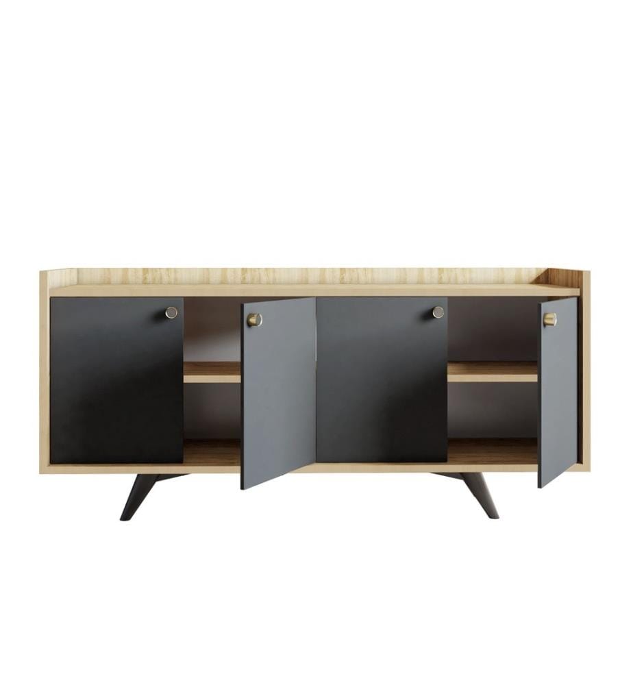 Console, chêne anthracite, panneau de particules mélaminé