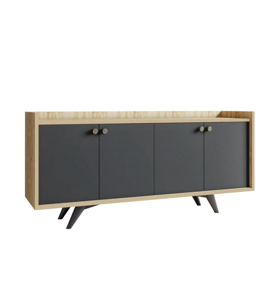 Console, chêne anthracite, panneau de particules mélaminé
