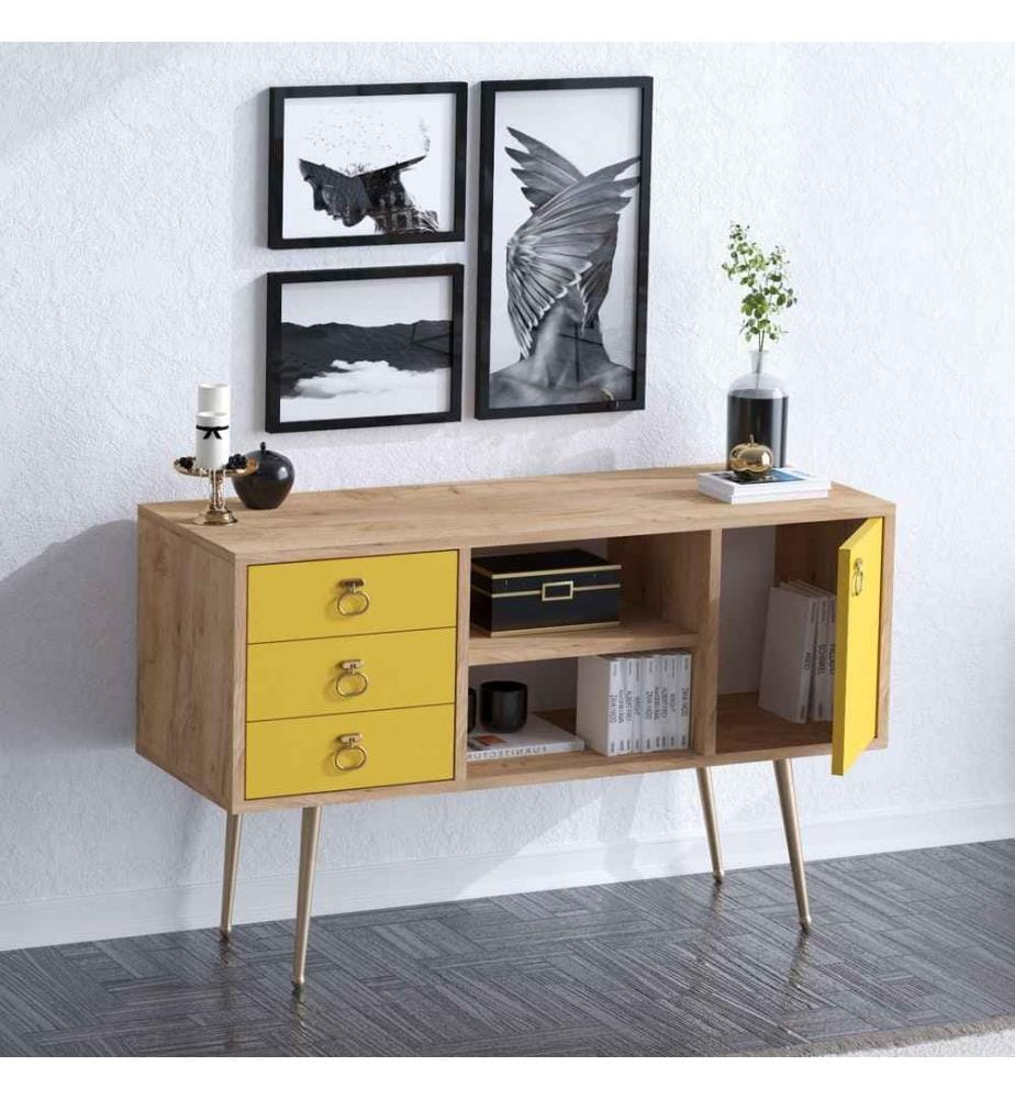 Buffet, Chêne Jaune, Panneau de particules mélaminé