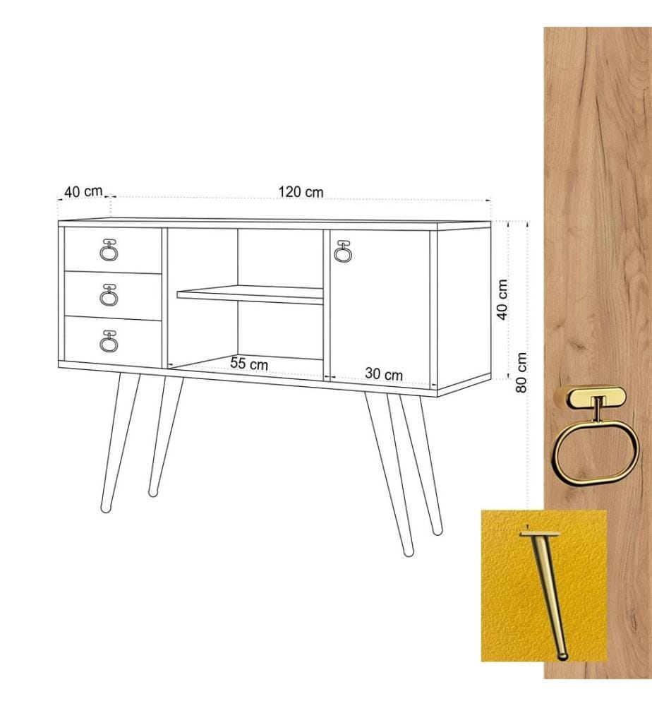 Buffet, Chêne Jaune, Panneau de particules mélaminé