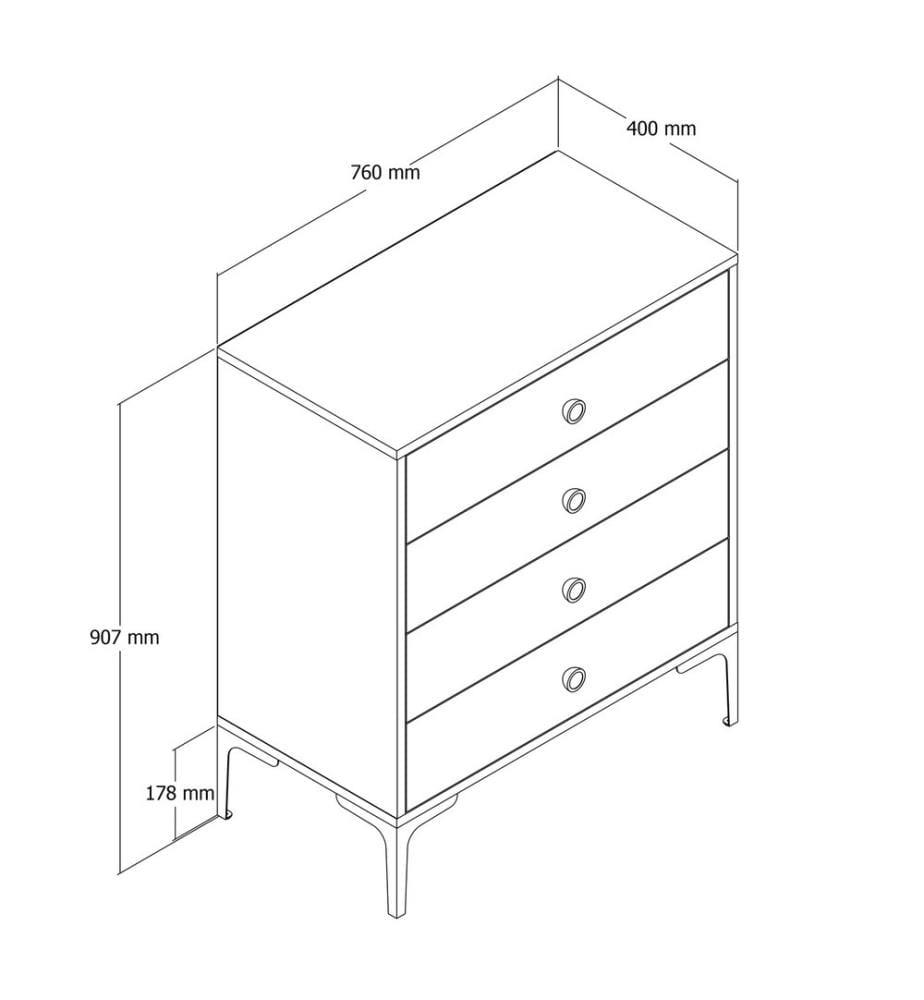 Commode, Noyer Blanc, Panneau de particules mélaminé