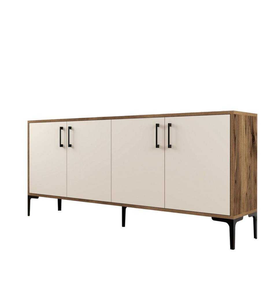 Console, noyer crème, panneau de particules mélaminé