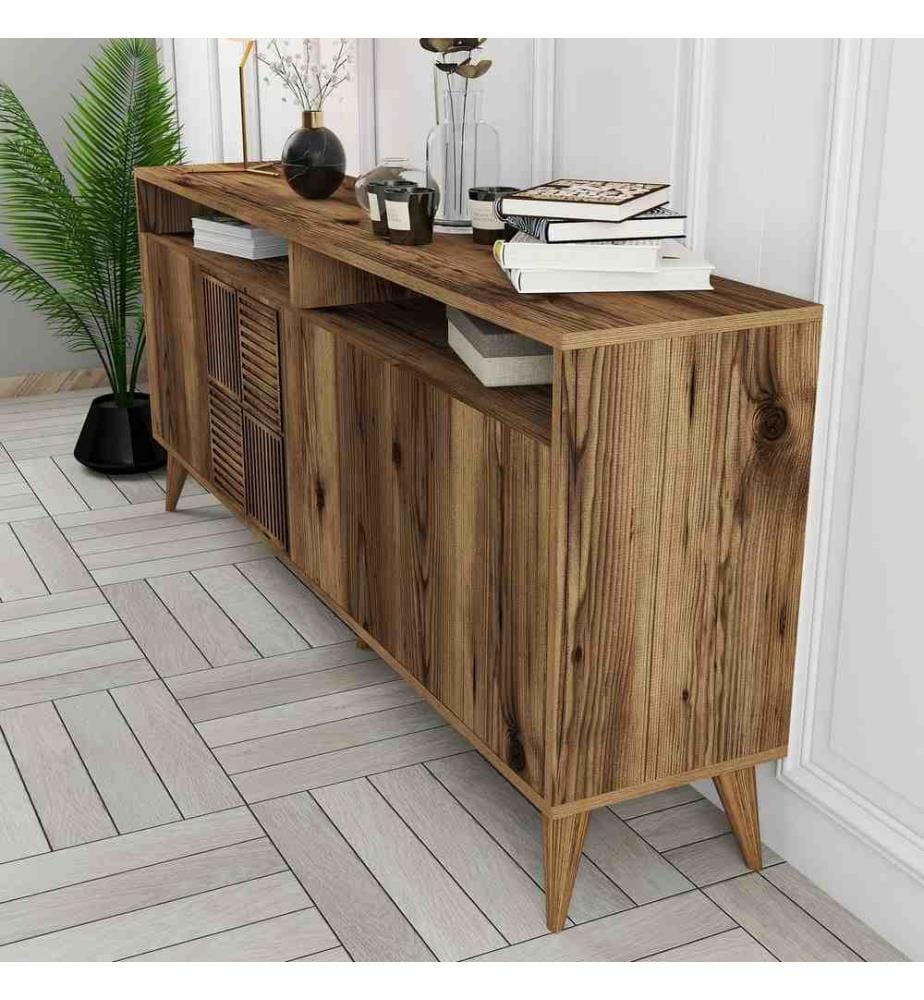 Console, noyer, panneau de particules mélaminé