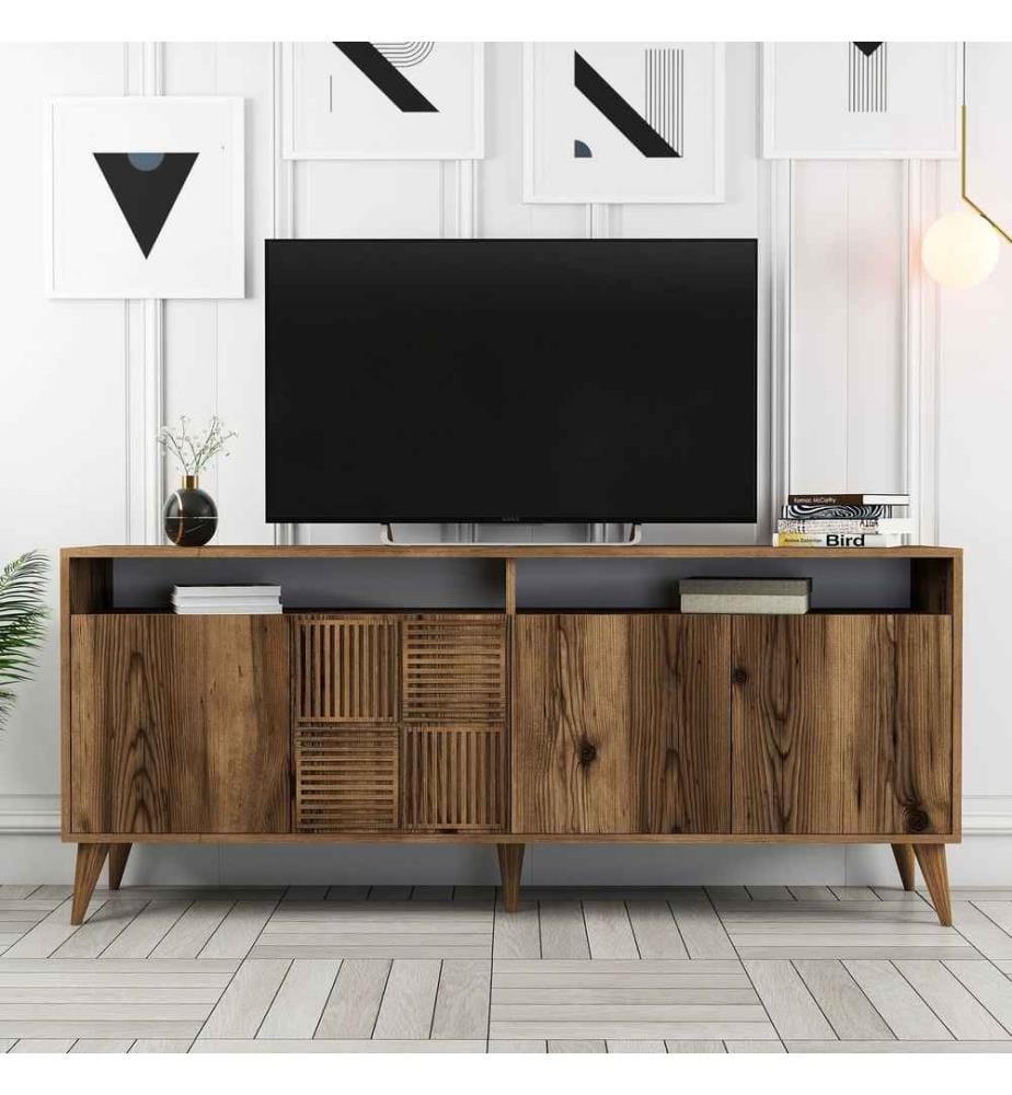 Console, noyer, panneau de particules mélaminé