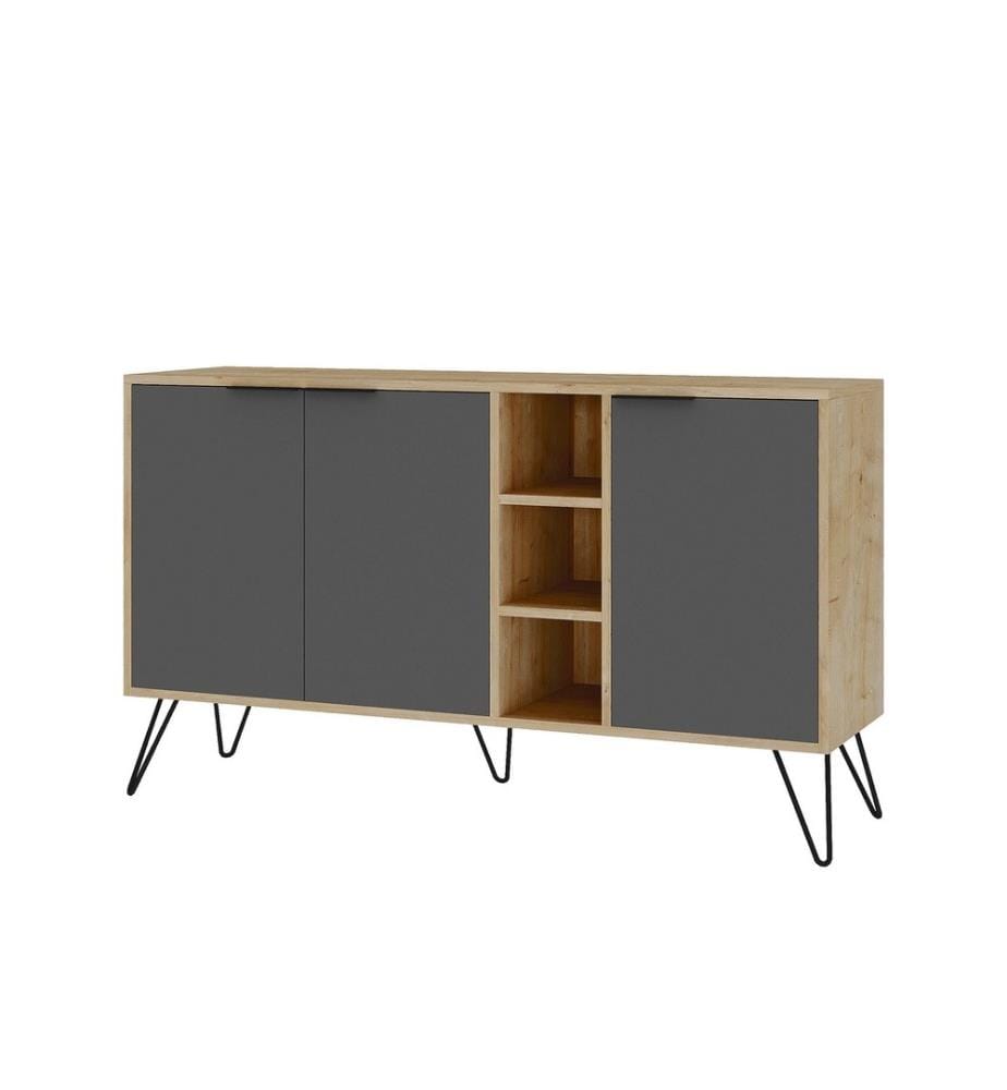 Console, Chêne Anthracite, Panneau de particules mélaminé