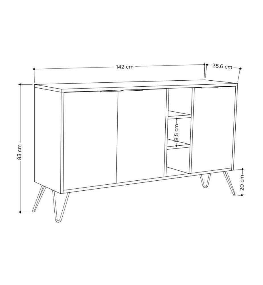 Console, Chêne Anthracite, Panneau de particules mélaminé