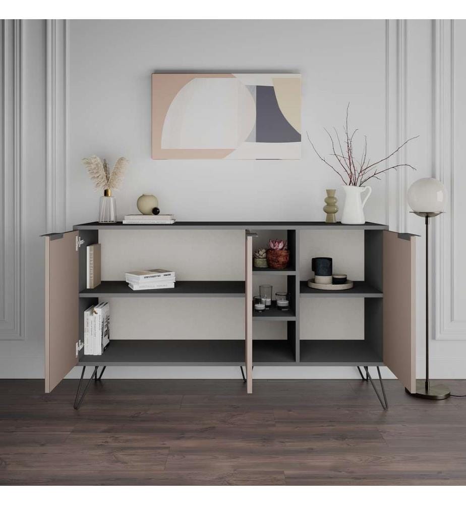 Console, Anthracite Light Brown, Panneau de particules mélaminé