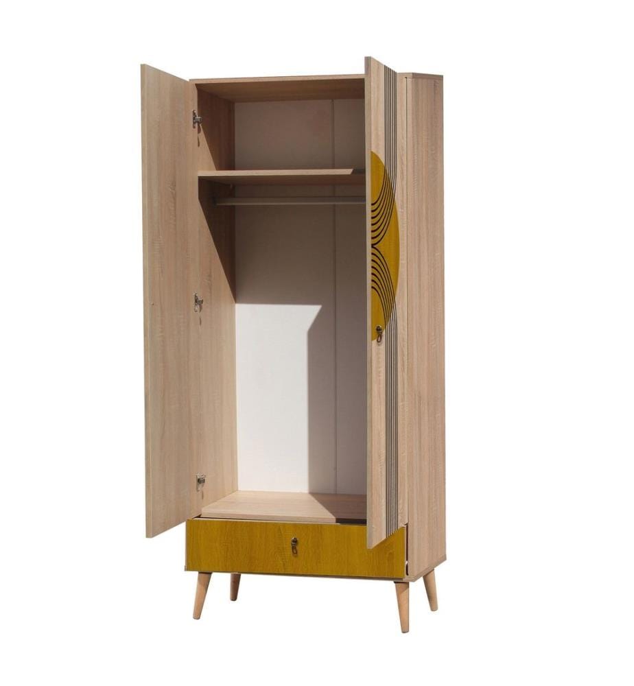 Armoire, Multicolore, Panneau de particules mélaminé, Pieds en bois