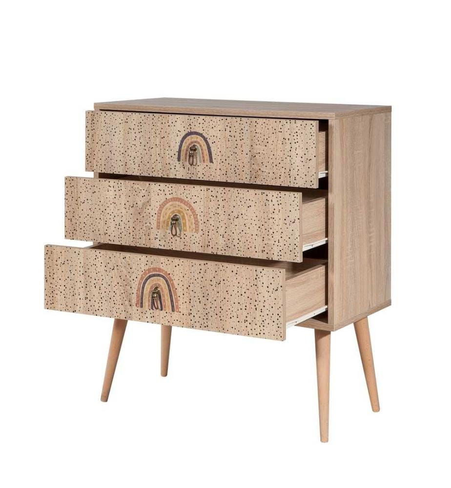 Kommode, Multicolor, Melaminbeschichtete Spanplatte, Holzbeine