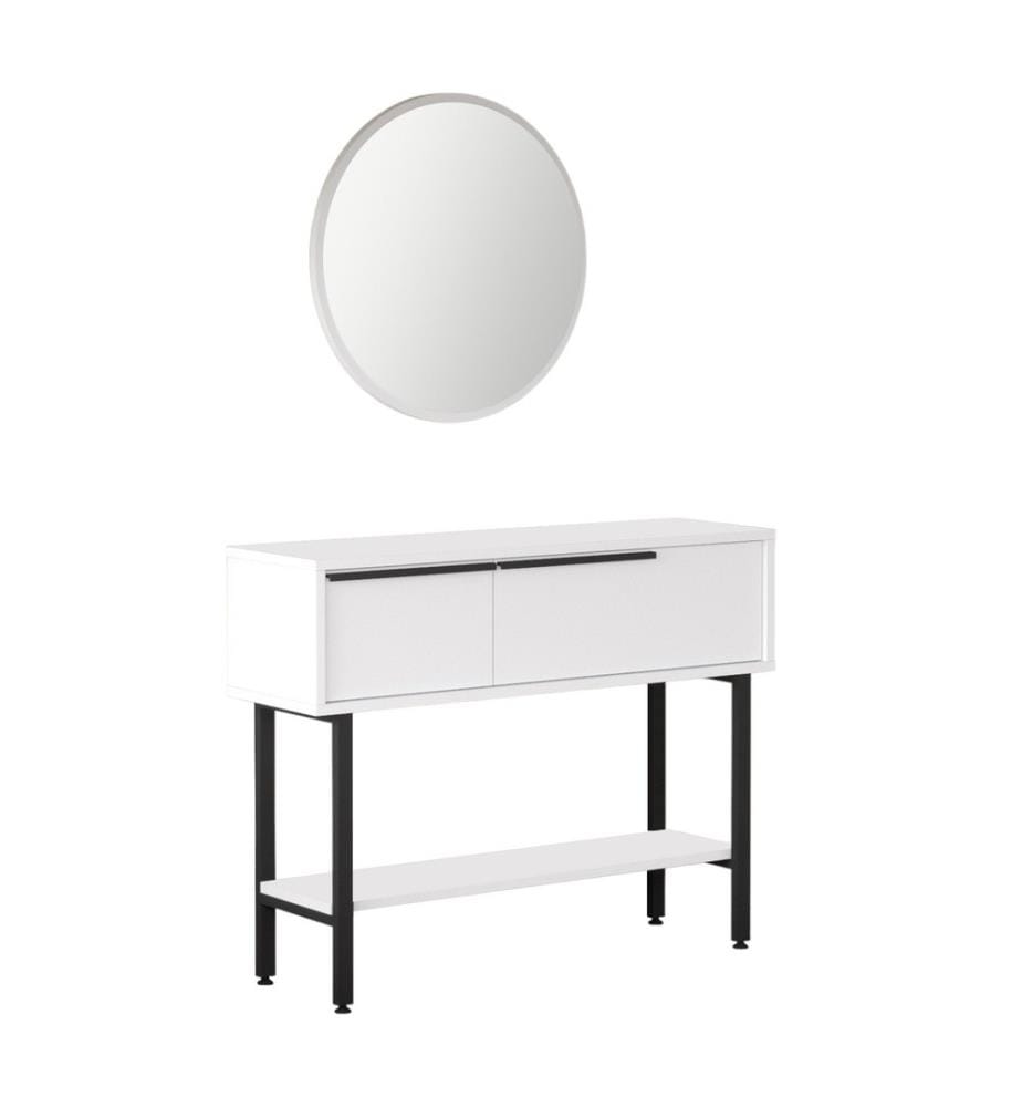 Credenza, Bianco, Truciolato rivestito in melamina