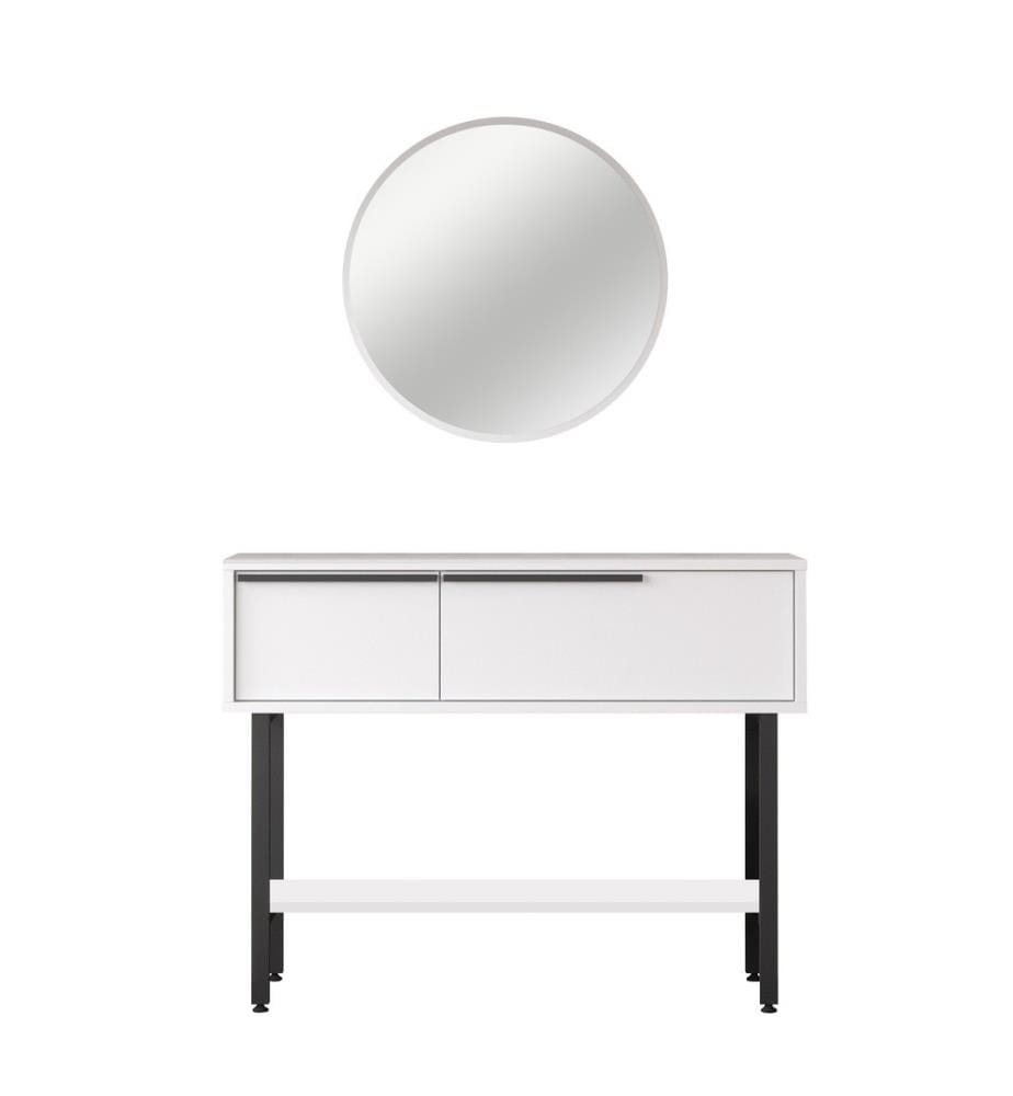 Credenza, Bianco, Truciolato rivestito in melamina