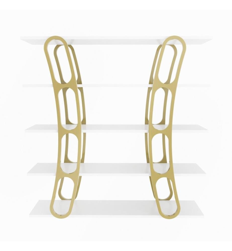 Bücherregal, Weiss, Gold, Melaminbeschichtete Spanplatte
