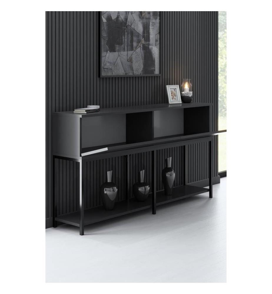 Console, Anthracite, Noir, Panneau de particules mélaminé, Pieds en métal