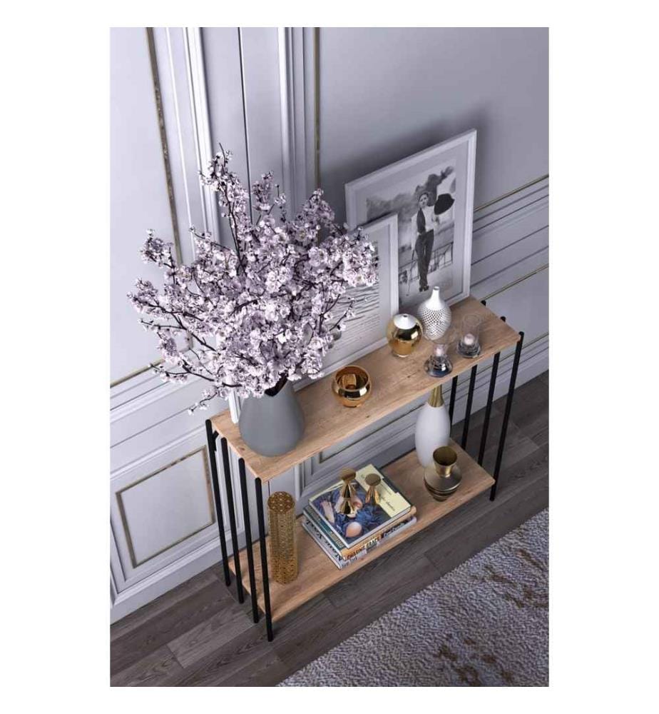 Buffet, Noir, Pin Atlantique, Panneau de particules mélaminé, Cadre : Métal