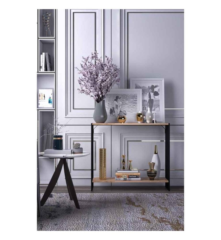 Buffet, Noir, Pin Atlantique, Panneau de particules mélaminé, Cadre : Métal