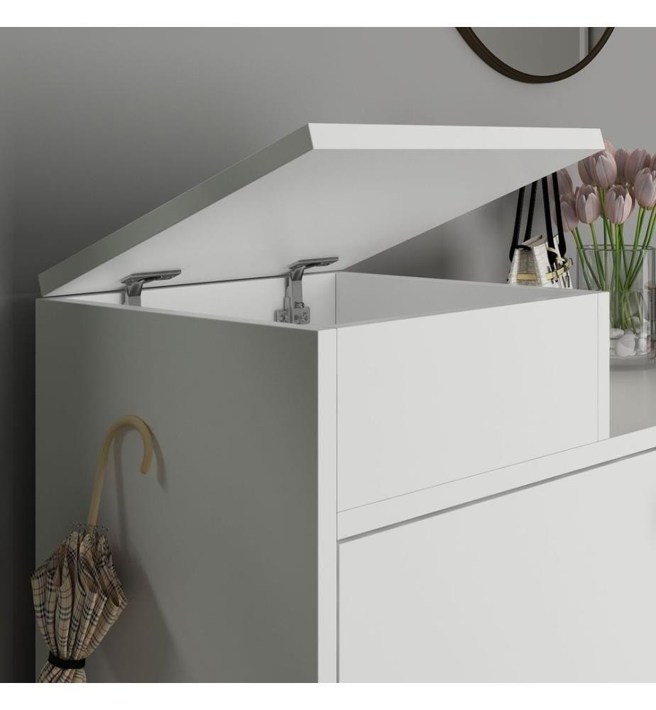 Meuble à chaussures, blanc, panneau de particules 100% mélaminé