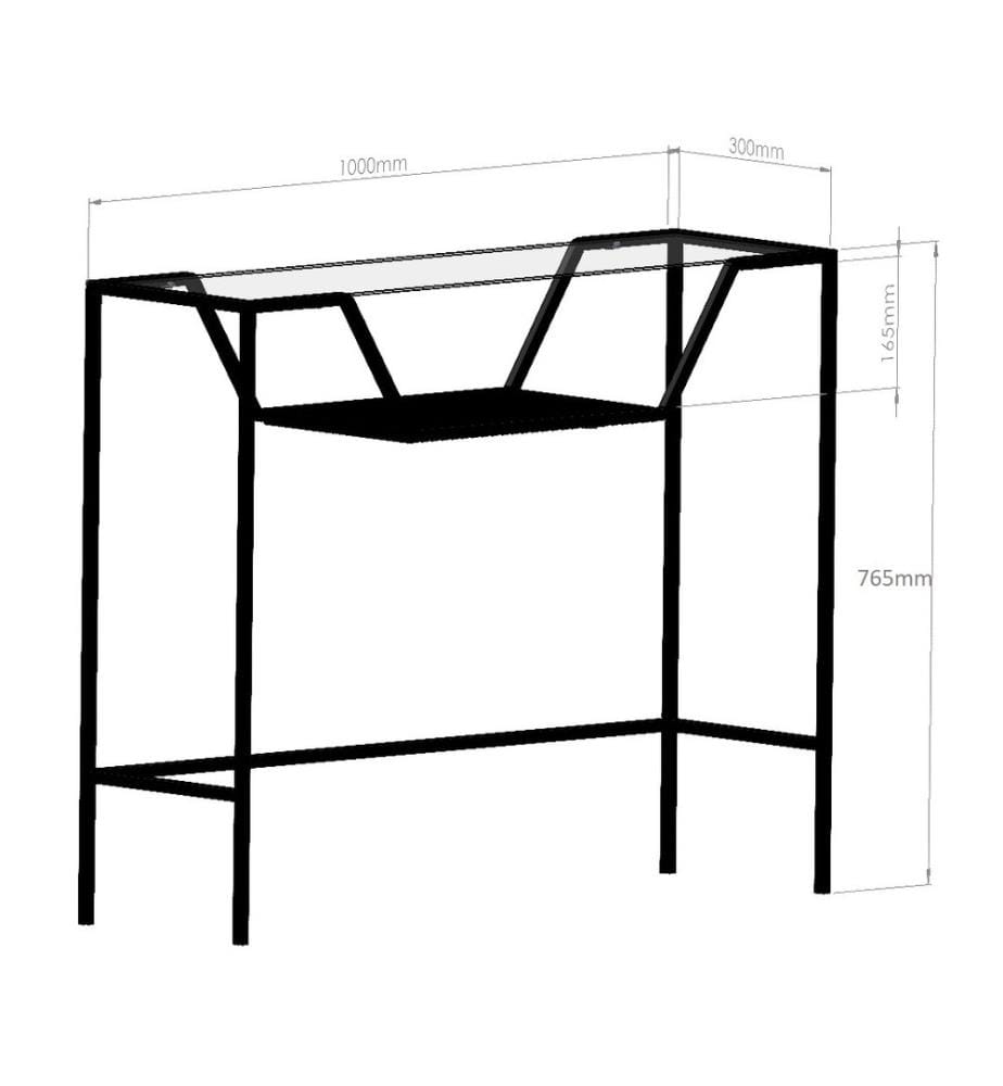 Console, noir, 100% verre trempé